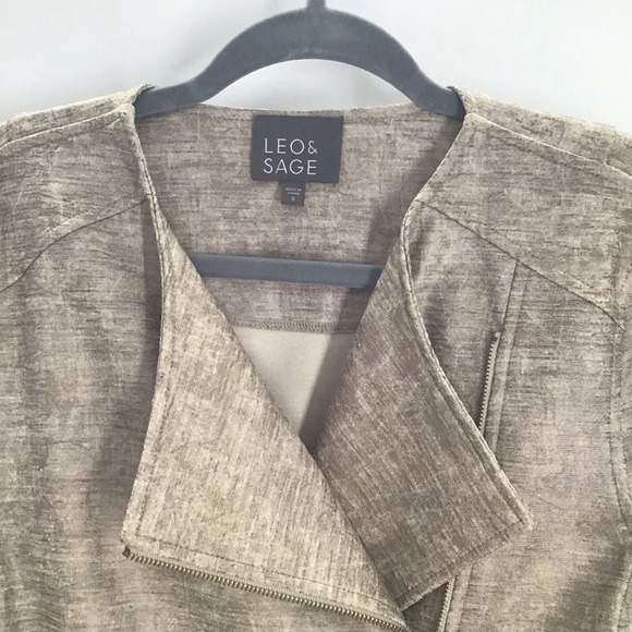 Leo & Sage Moto Style Casual Zip Jacket - Picture 3 of 8